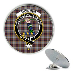 ScotsTee Shop Scottish McInnes Ancient Hunting Metal Tartan Lapel Pin Scottish Clan Crest Badge