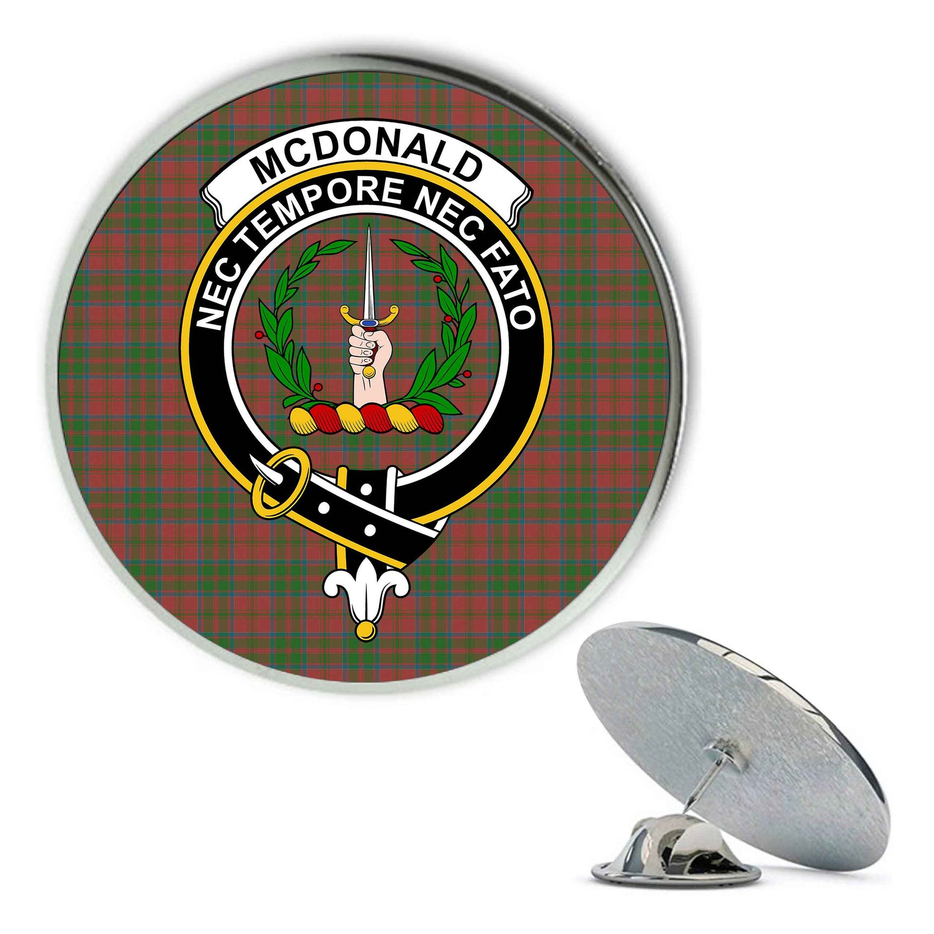 ScotsTee Shop Scottish McDonald of Glencoe Ancient Metal Tartan Lapel Pin Scottish Clan Crest Badge