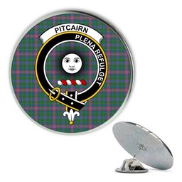 ScotsTee Shop Scottish Pitcairn Hunting Ancient Metal Tartan Lapel Pin Scottish Clan Crest Badge