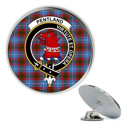 ScotsTee Shop Scottish Pentland Metal Tartan Lapel Pin Scottish Clan Crest Badge
