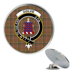 ScotsTee Shop Scottish Ogilvie (Ogilvy) of Strathallan Ancient Metal Tartan Lapel Pin Scottish Clan Crest Badge