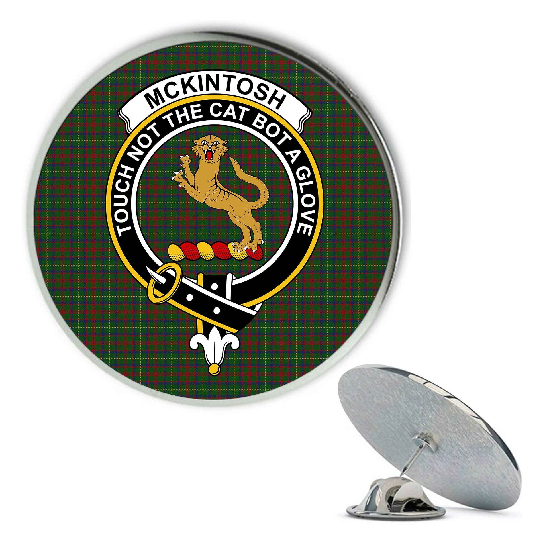 ScotsTee Shop Scottish McKintosh Hunting Metal Tartan Lapel Pin Scottish Clan Crest Badge