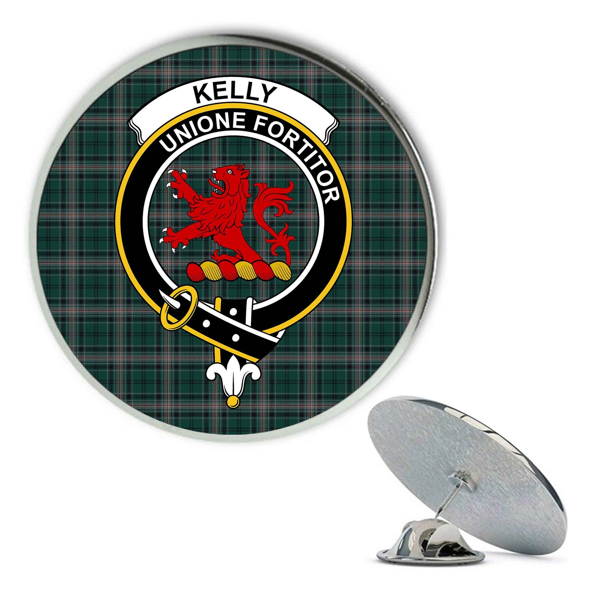 ScotsTee Shop Scottish Kelly of Sleat Hunting Metal Tartan Lapel Pin Scottish Clan Crest Badge