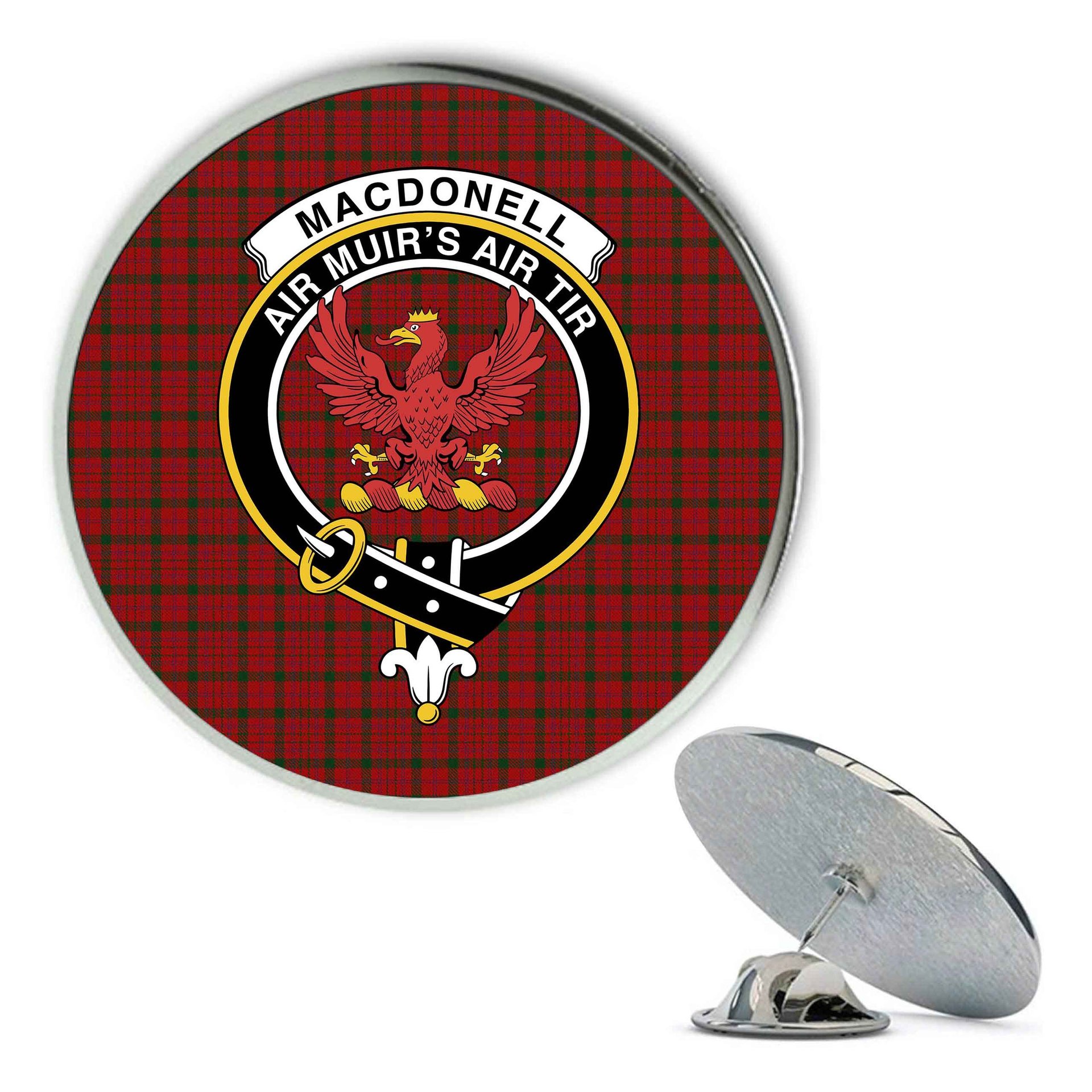 ScotsTee Shop Scottish MacDonell of Keppoch 2 Metal Tartan Lapel Pin Scottish Clan Crest Badge