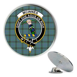 ScotsTee Shop Scottish McInnes Ancient Metal Tartan Lapel Pin Scottish Clan Crest Badge