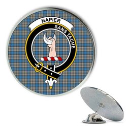 ScotsTee Shop Scottish Napier Ancient Metal Tartan Lapel Pin Scottish Clan Crest Badge