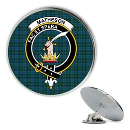 ScotsTee Shop Scottish Matheson Hunting Metal Tartan Lapel Pin Scottish Clan Crest Badge