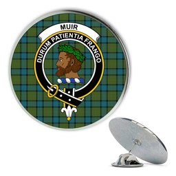 ScotsTee Shop Scottish Muir Ancient Metal Tartan Lapel Pin Scottish Clan Crest Badge