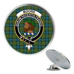ScotsTee Shop Scottish Moore Ancient Metal Tartan Lapel Pin Scottish Clan Crest Badge