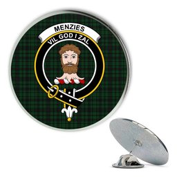ScotsTee Shop Scottish Menzies Green Metal Tartan Lapel Pin Scottish Clan Crest Badge