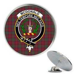 ScotsTee Shop Scottish McDonald of Glencoe Modern Metal Tartan Lapel Pin Scottish Clan Crest Badge