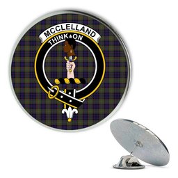 ScotsTee Shop Scottish McClelland Modern Metal Tartan Lapel Pin Scottish Clan Crest Badge