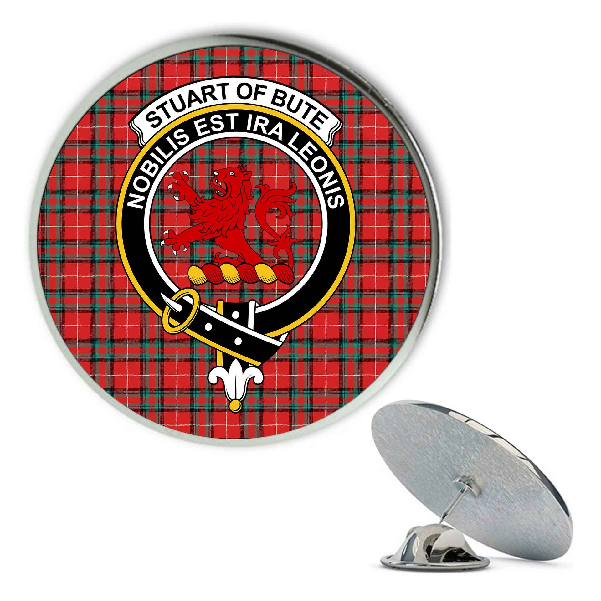 ScotsTee Shop Scottish Stuart of Bute SC Metal Tartan Lapel Pin Scottish Clan Crest Badge
