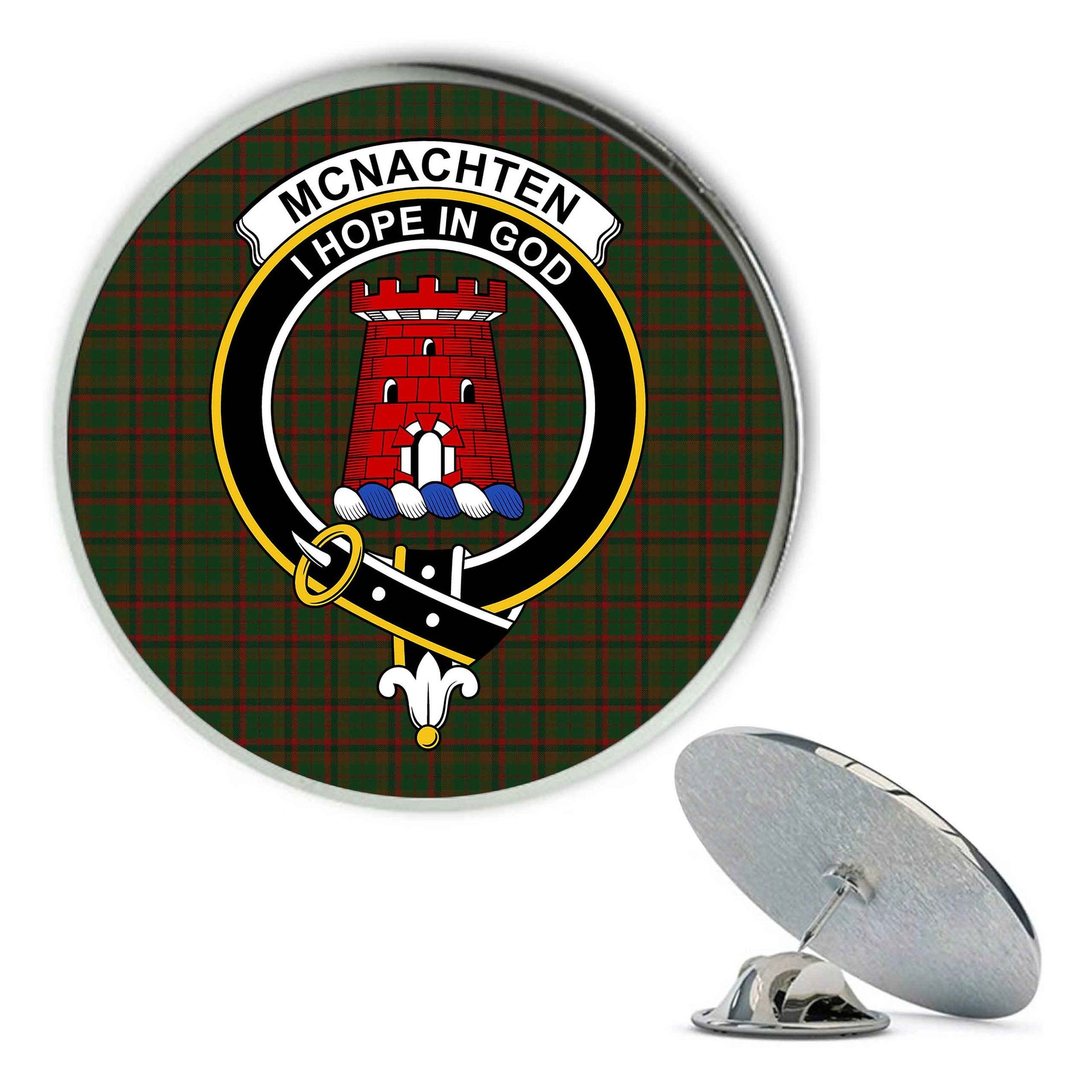 ScotsTee Shop Scottish McNachten Hunting Metal Tartan Lapel Pin Scottish Clan Crest Badge