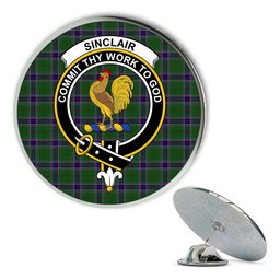 ScotsTee Shop Scottish Sinclair Green Metal Tartan Lapel Pin Scottish Clan Crest Badge