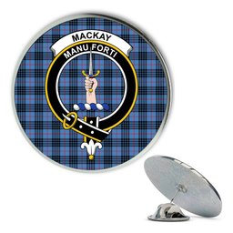 ScotsTee Shop Scottish MacKay Blue Metal Tartan Lapel Pin Scottish Clan Crest Badge