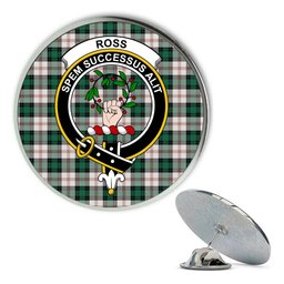ScotsTee Shop Scottish Ross Arisaid Modern Metal Tartan Lapel Pin Scottish Clan Crest Badge