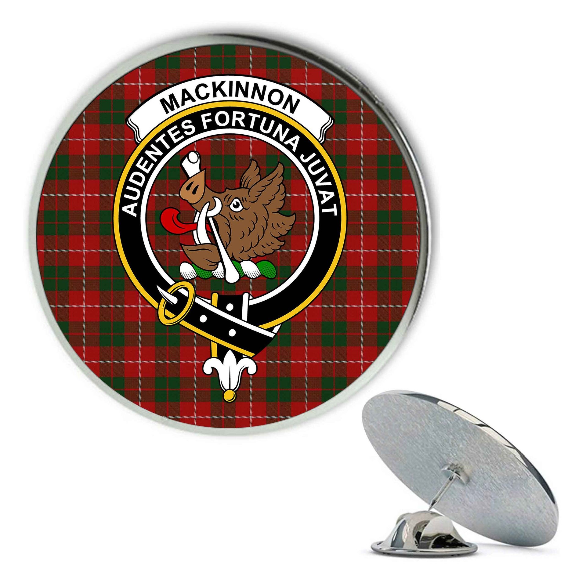 ScotsTee Shop Scottish MacKinnon 1930 Metal Tartan Lapel Pin Scottish Clan Crest Badge