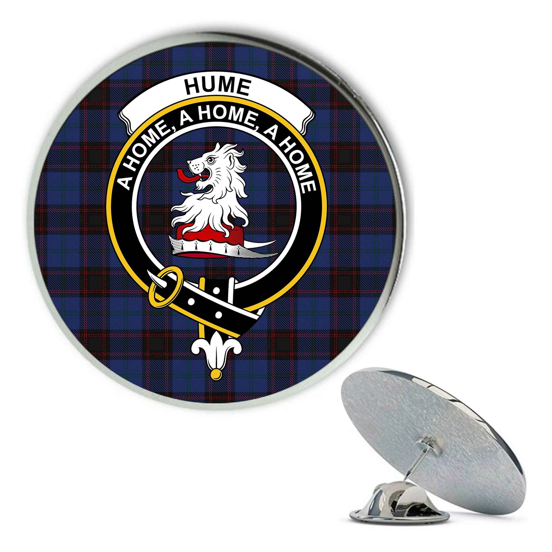 ScotsTee Shop Scottish Hume Metal Tartan Lapel Pin Scottish Clan Crest Badge