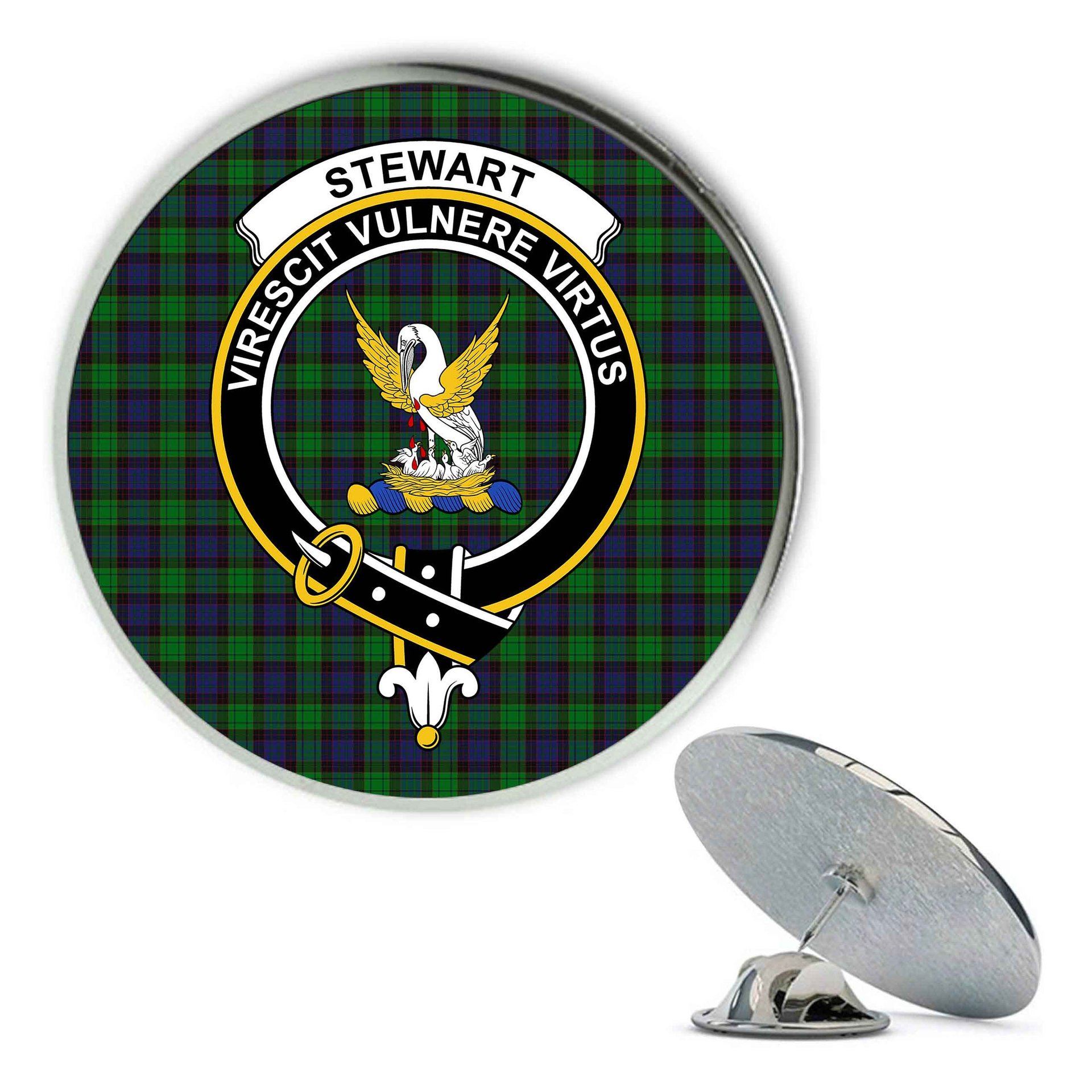 ScotsTee Shop Scottish Stewart Old Modern Metal Tartan Lapel Pin Scottish Clan Crest Badge