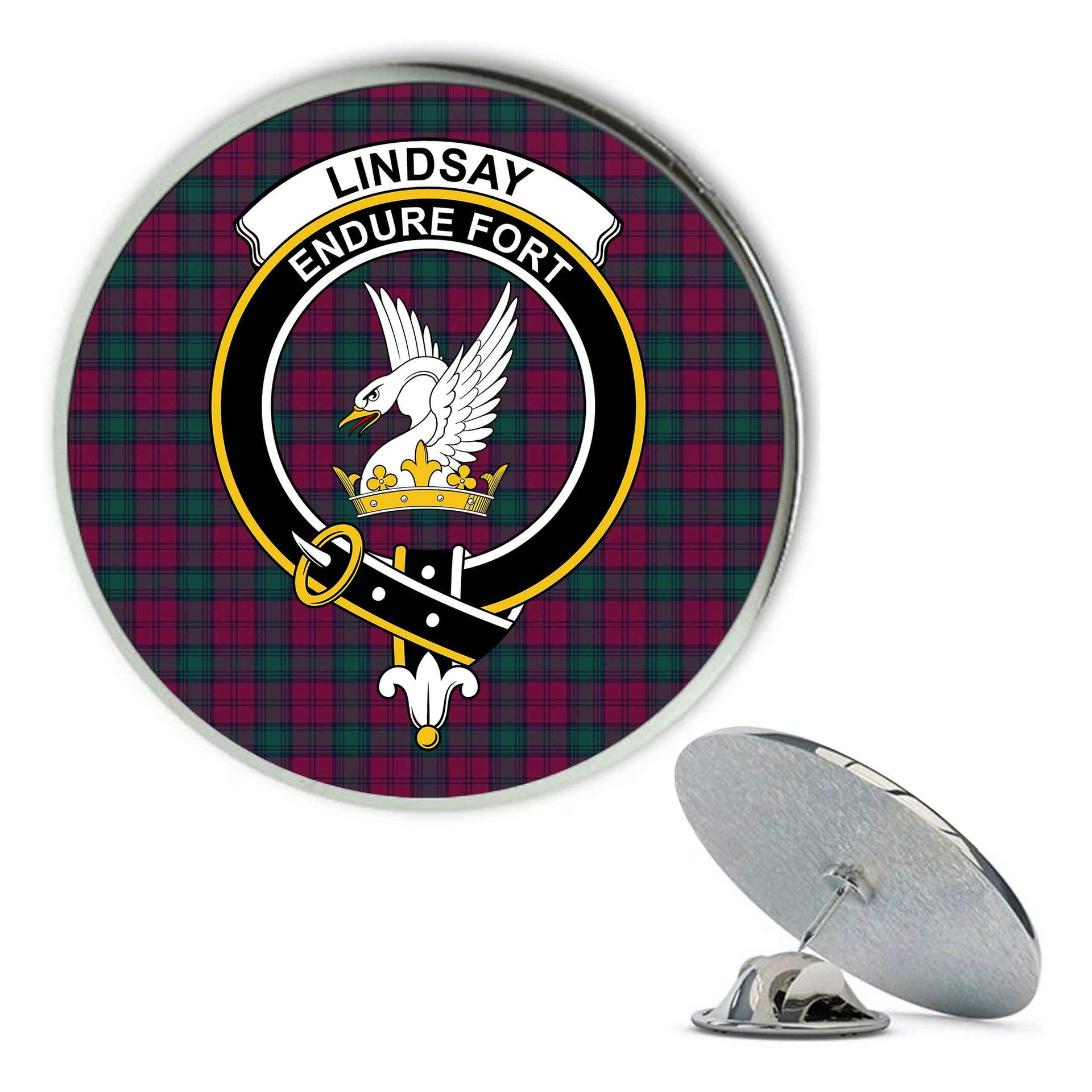 ScotsTee Shop Scottish Lindsay #2 Modern Clan Metal Tartan Lapel Pin Scottish Clan Crest Badge