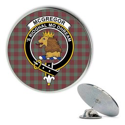 ScotsTee Shop Scottish McGregor Hunting Ancient Metal Tartan Lapel Pin Scottish Clan Crest Badge