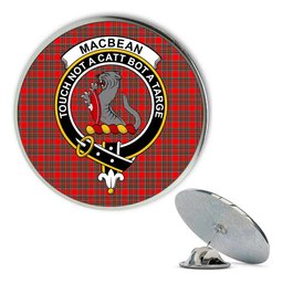 ScotsTee Shop Scottish MacBean Modern Metal Tartan Lapel Pin Scottish Clan Crest Badge