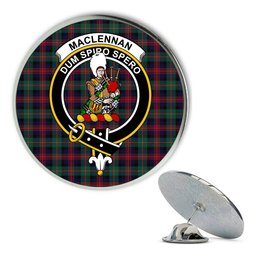 ScotsTee Shop Scottish MacLennan Modern Metal Tartan Lapel Pin Scottish Clan Crest Badge