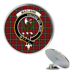ScotsTee Shop Scottish MacLaine of Lochbuie Coburn Metal Tartan Lapel Pin Scottish Clan Crest Badge