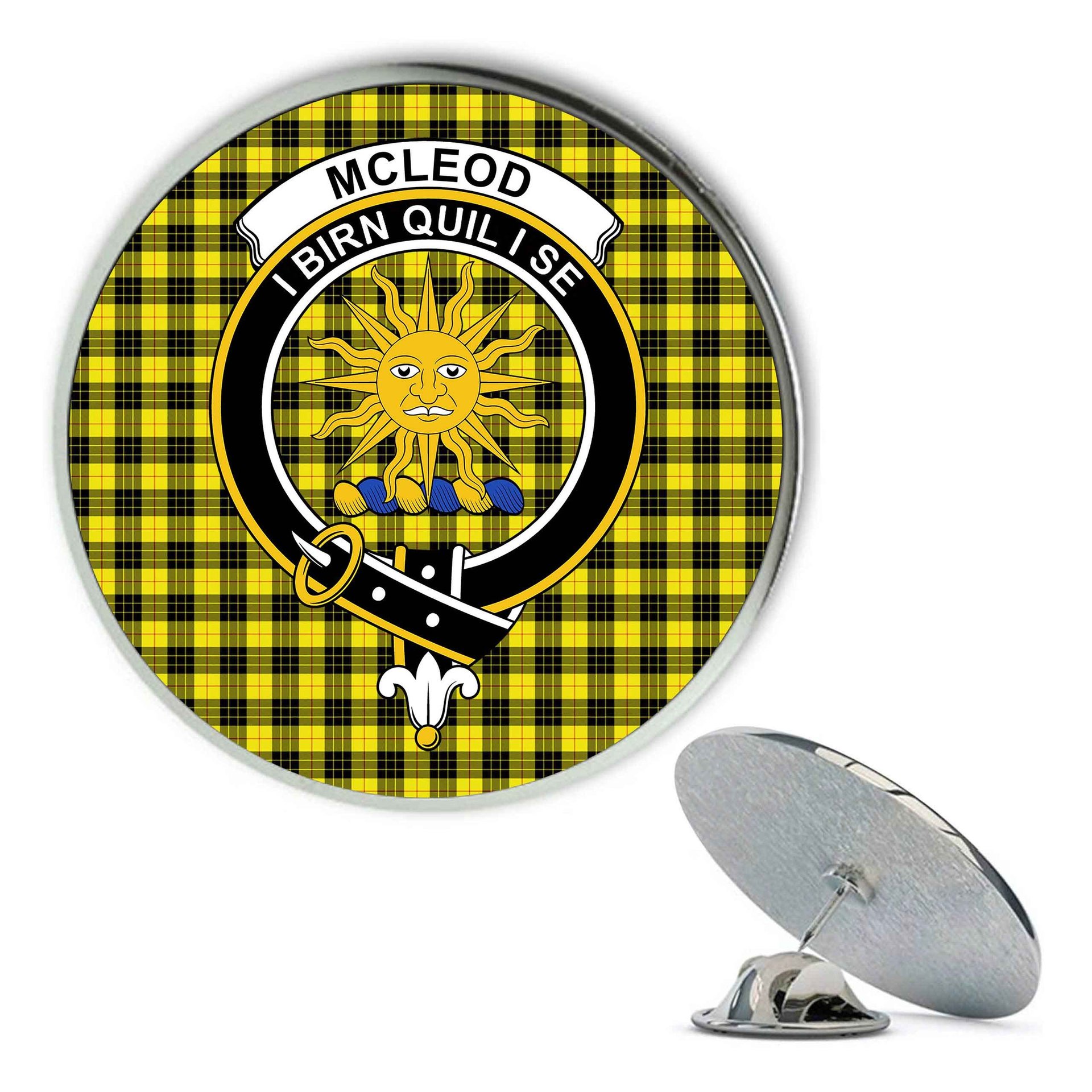 ScotsTee Shop Scottish McLeod of Lewis Modern Metal Tartan Lapel Pin Scottish Clan Crest Badge