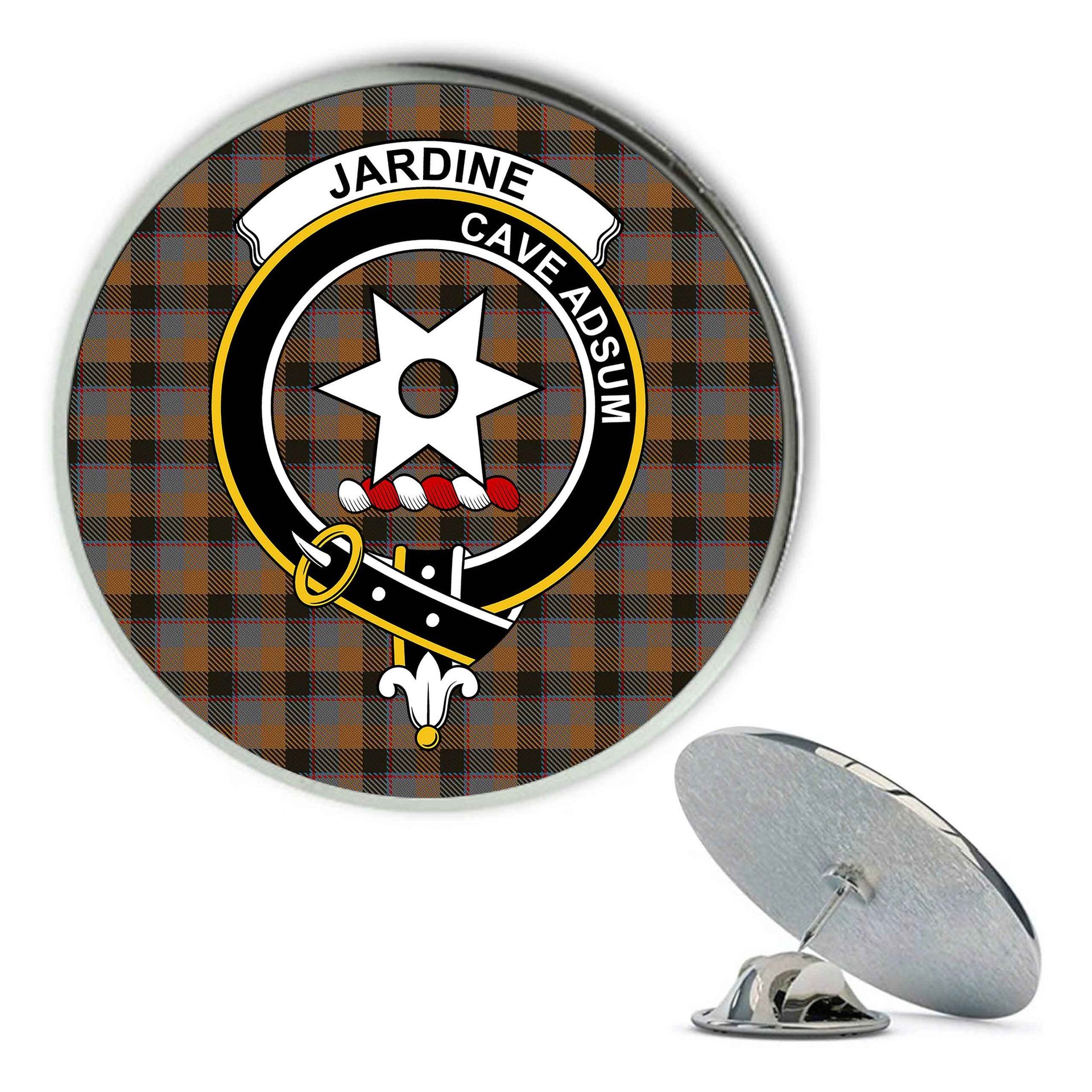 ScotsTee Shop Scottish Jardine 2 Metal Tartan Lapel Pin Scottish Clan Crest Badge