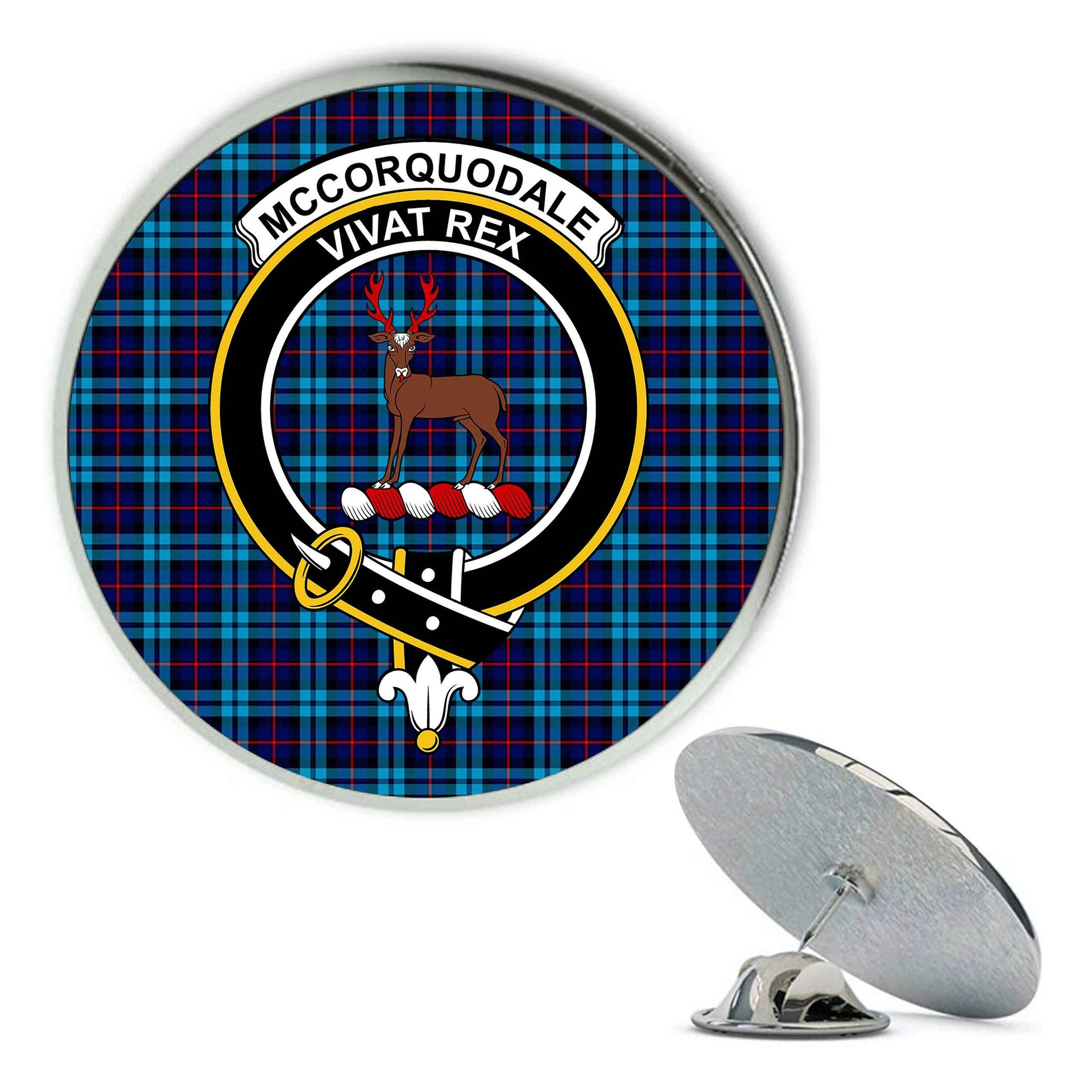 ScotsTee Shop Scottish McCorquodale SC Metal Tartan Lapel Pin Scottish Clan Crest Badge