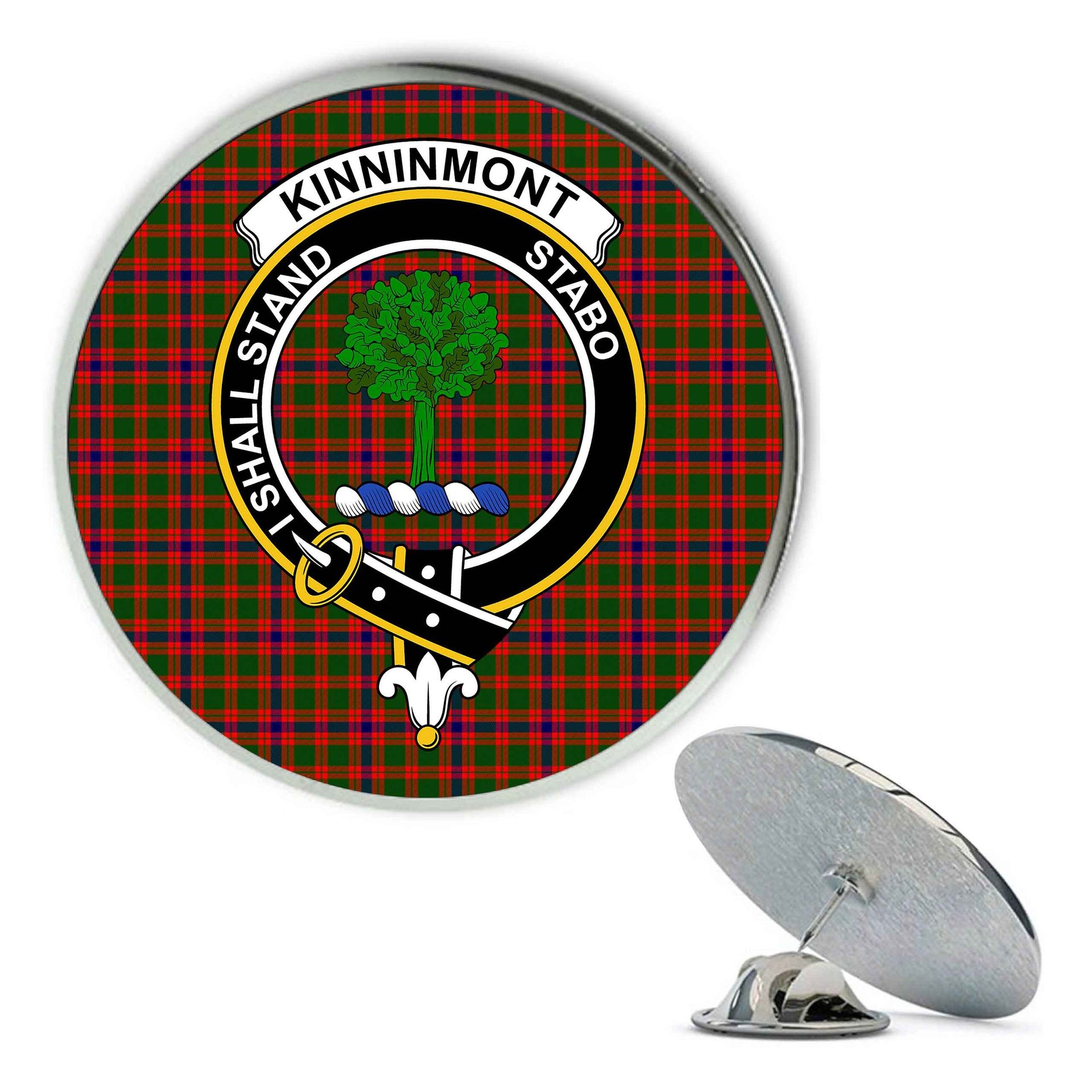 ScotsTee Shop Scottish Kinninmont Metal Tartan Lapel Pin Scottish Clan Crest Badge