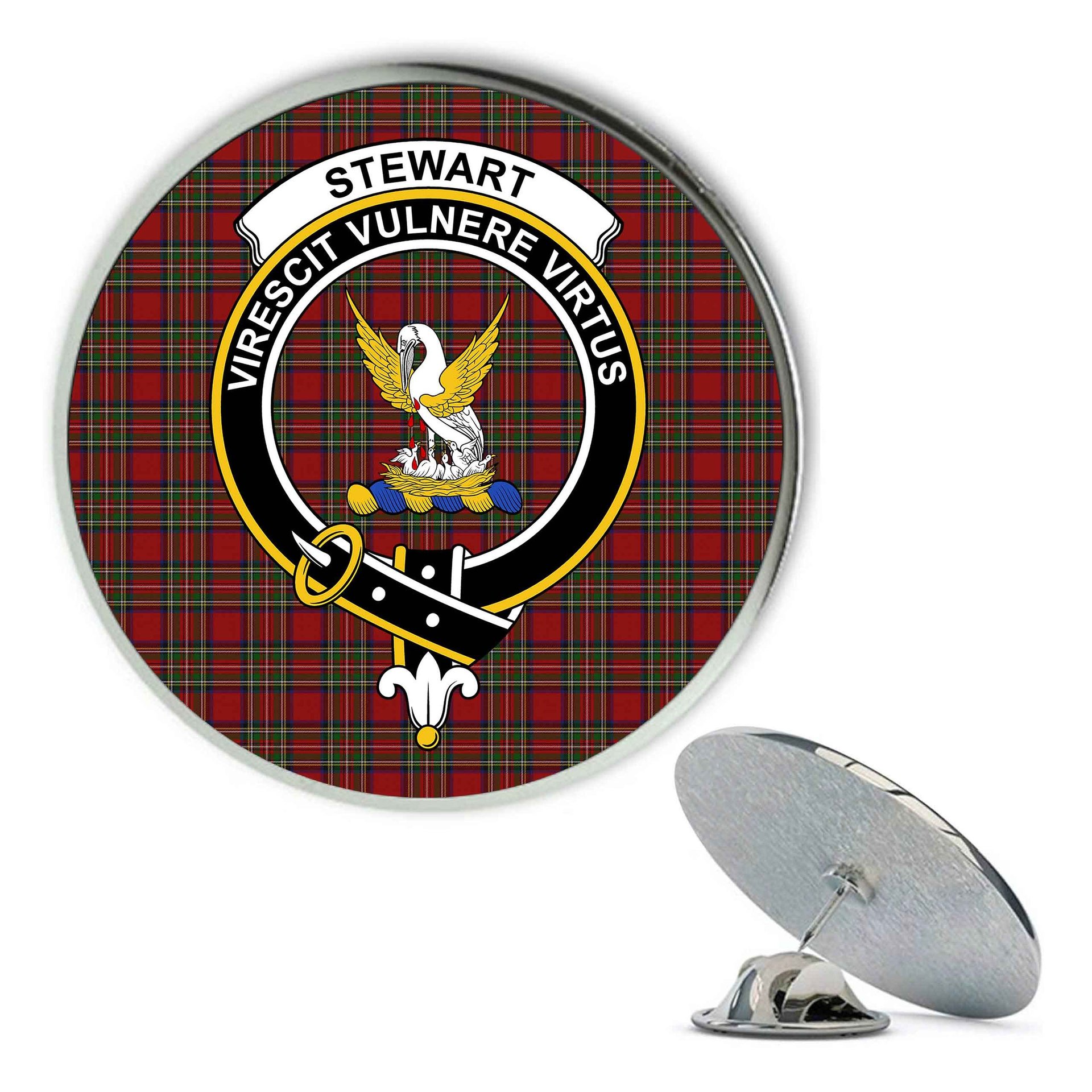 ScotsTee Shop Scottish Stewart Royal Metal Tartan Lapel Pin Scottish Clan Crest Badge