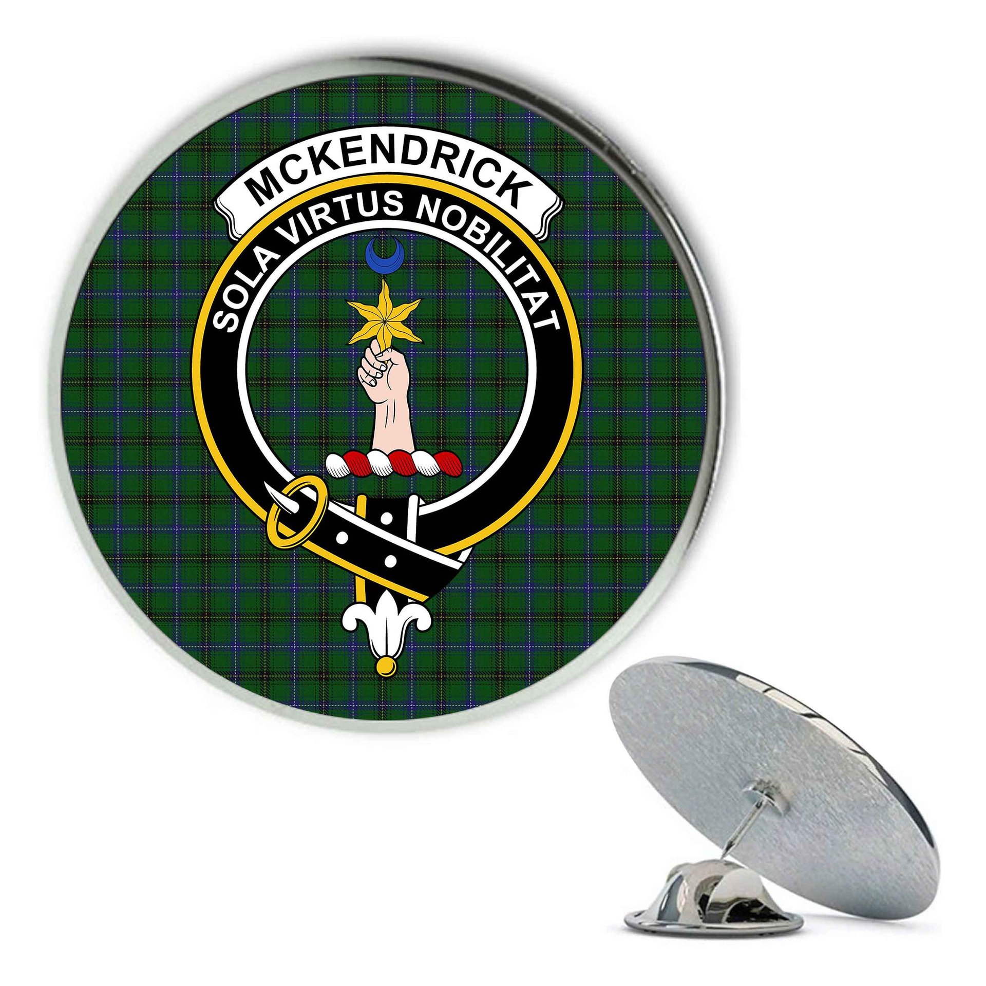 ScotsTee Shop Scottish McKendrick Metal Tartan Lapel Pin Scottish Clan Crest Badge