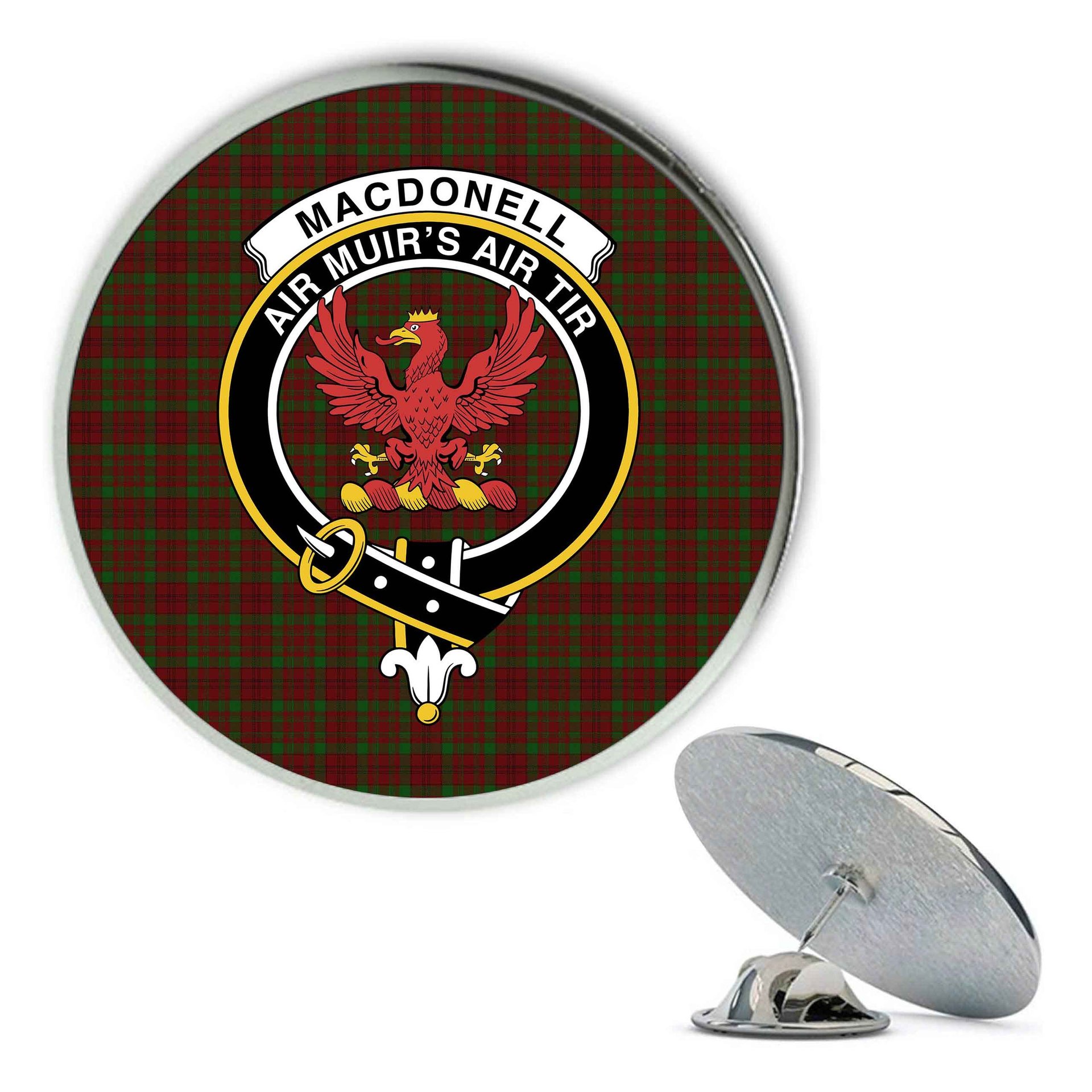 ScotsTee Shop Scottish MacDonell of Keppoch 3 Metal Tartan Lapel Pin Scottish Clan Crest Badge