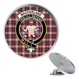 ScotsTee Shop Scottish MacFarlane Dress Modern Metal Tartan Lapel Pin Scottish Clan Crest Badge