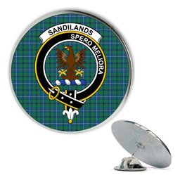 ScotsTee Shop Scottish Sandilands Ancient Metal Tartan Lapel Pin Scottish Clan Crest Badge