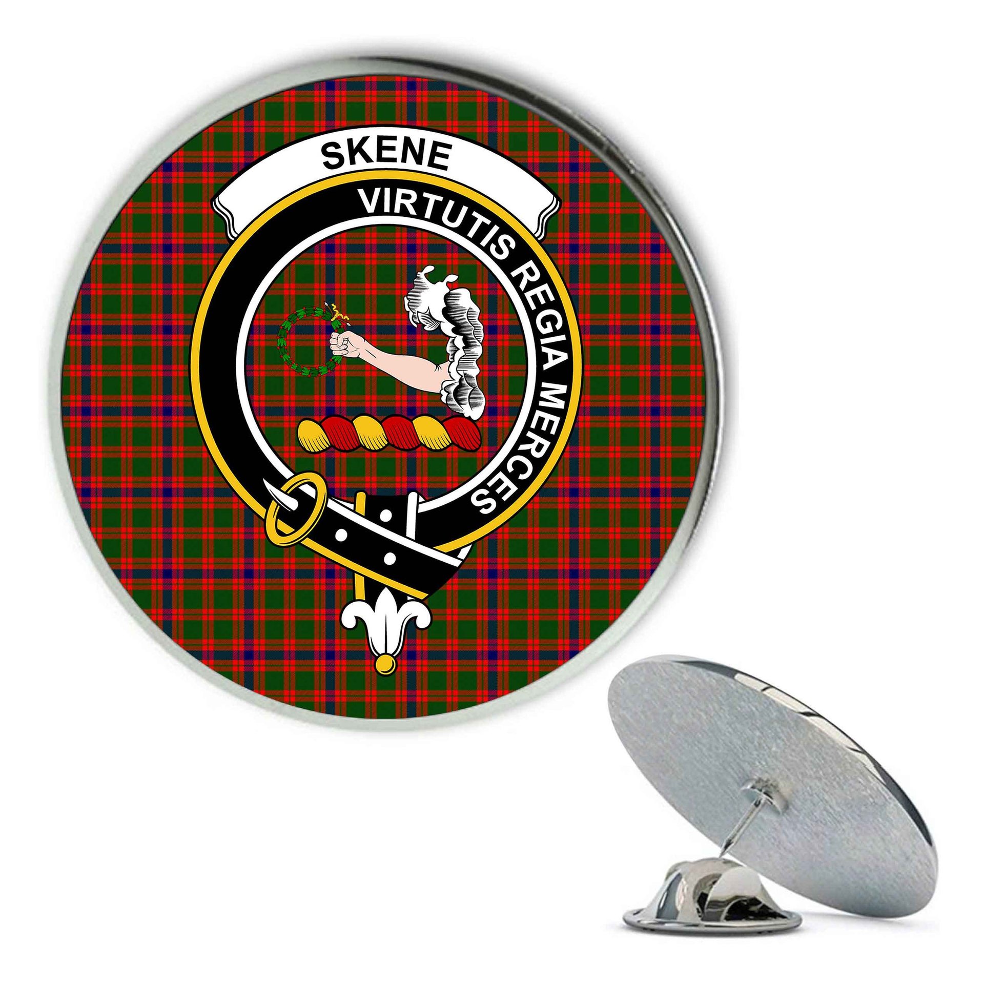 ScotsTee Shop Scottish Skene SC Metal Tartan Lapel Pin Scottish Clan Crest Badge