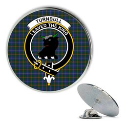 ScotsTee Shop Scottish Turnbull Hunting Metal Tartan Lapel Pin Scottish Clan Crest Badge