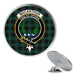 ScotsTee Shop Scottish MacArthur-Fox Hunting Modern Metal Tartan Lapel Pin Scottish Clan Crest Badge