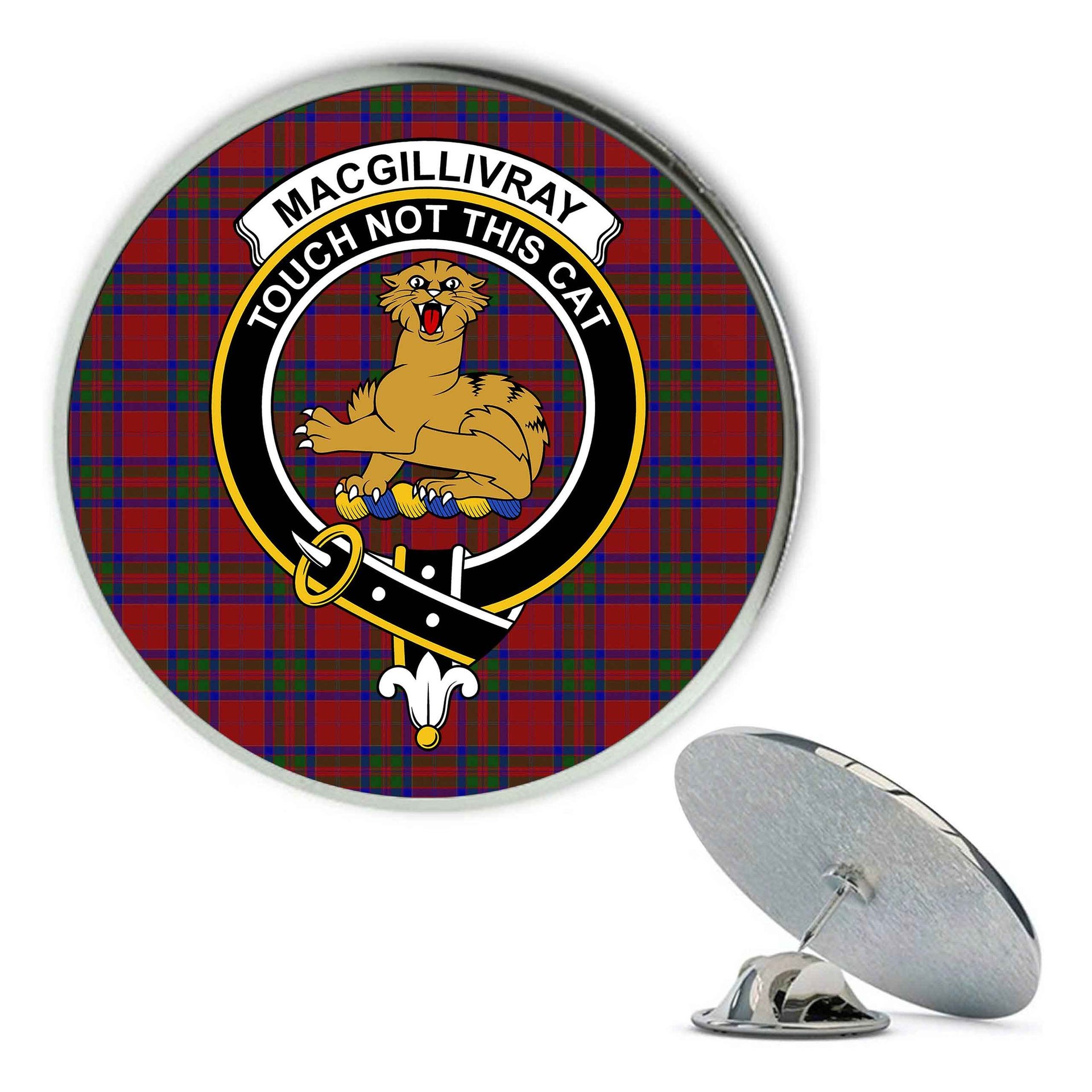 ScotsTee Shop Scottish MacGillivray Metal Tartan Lapel Pin Scottish Clan Crest Badge