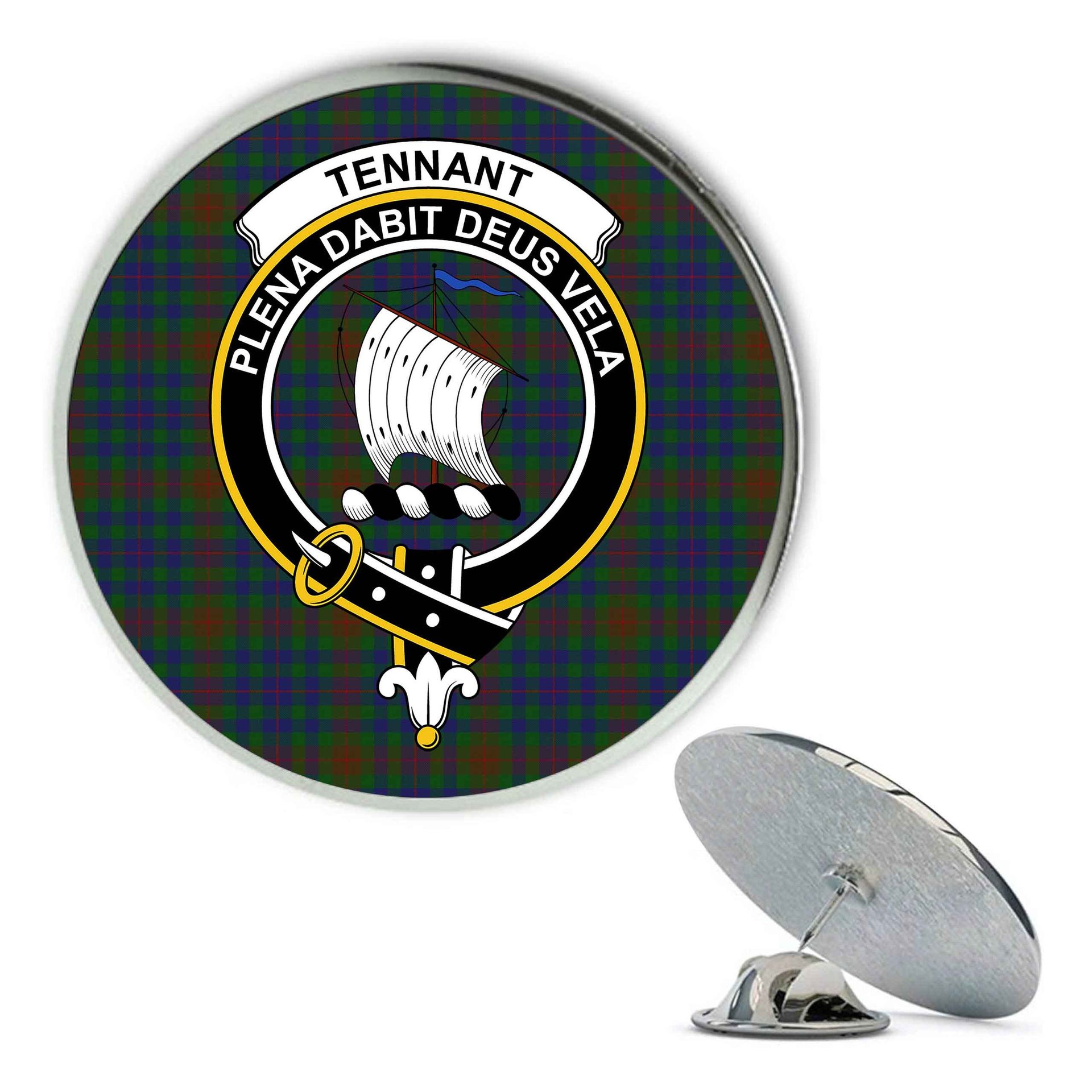 ScotsTee Shop Scottish Tennant Yules Metal Tartan Lapel Pin Scottish Clan Crest Badge