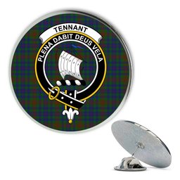 ScotsTee Shop Scottish Tennant Yules Metal Tartan Lapel Pin Scottish Clan Crest Badge