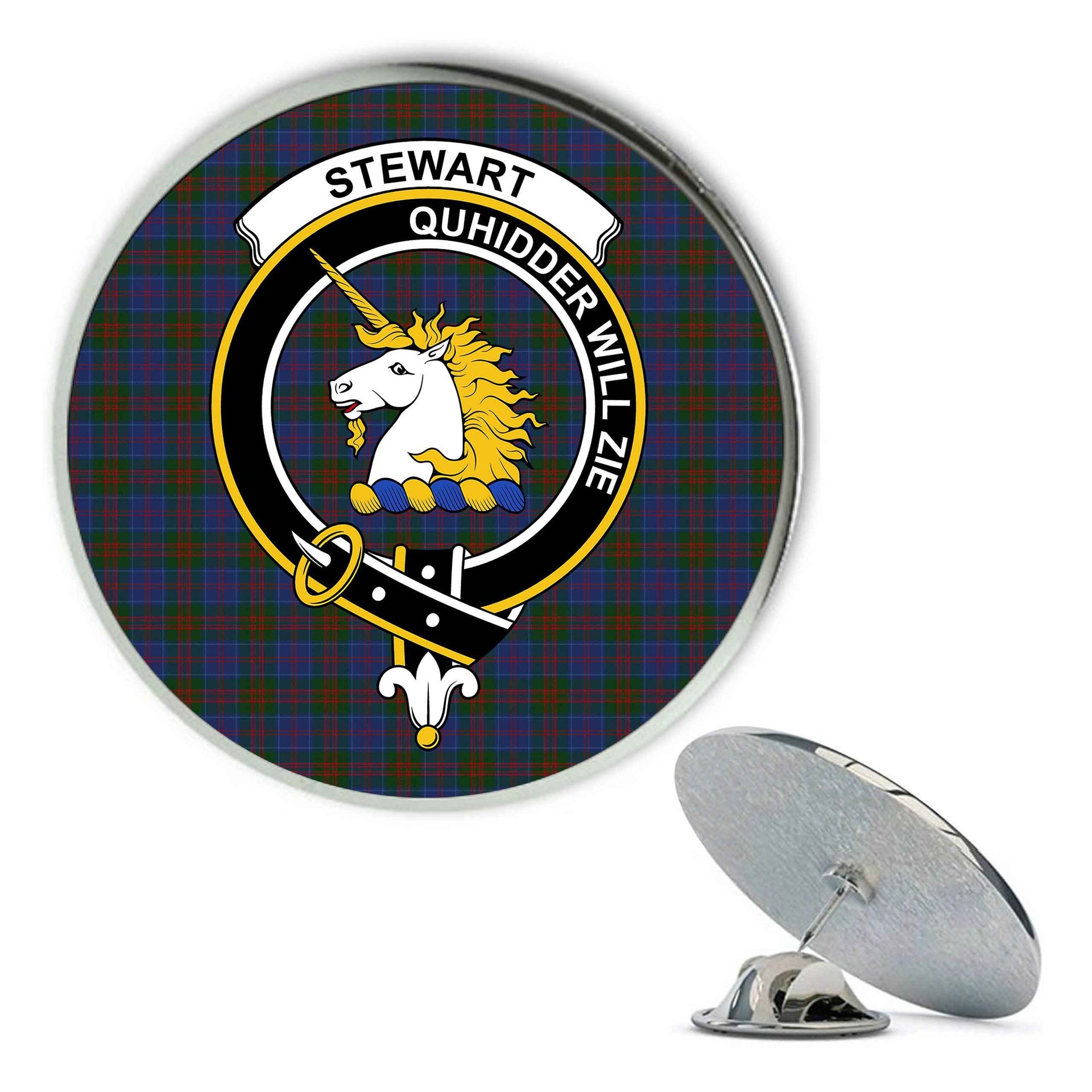 ScotsTee Shop Scottish Stewart of Appin 2 Metal Tartan Lapel Pin Scottish Clan Crest Badge