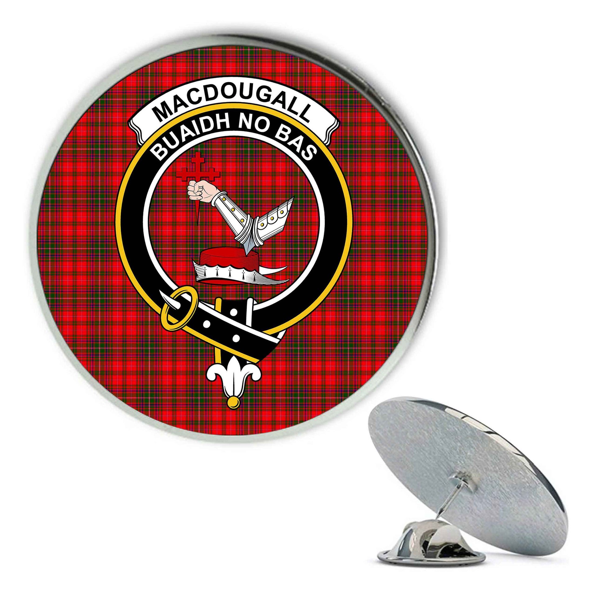 ScotsTee Shop Scottish MacDougall Modern Metal Tartan Lapel Pin Scottish Clan Crest Badge