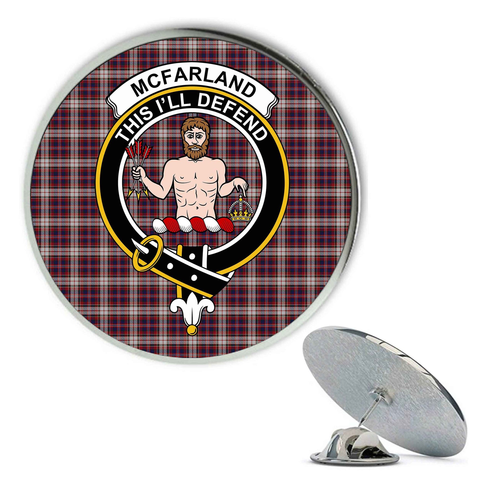 ScotsTee Shop Scottish McFarland Dress Metal Tartan Lapel Pin Scottish Clan Crest Badge