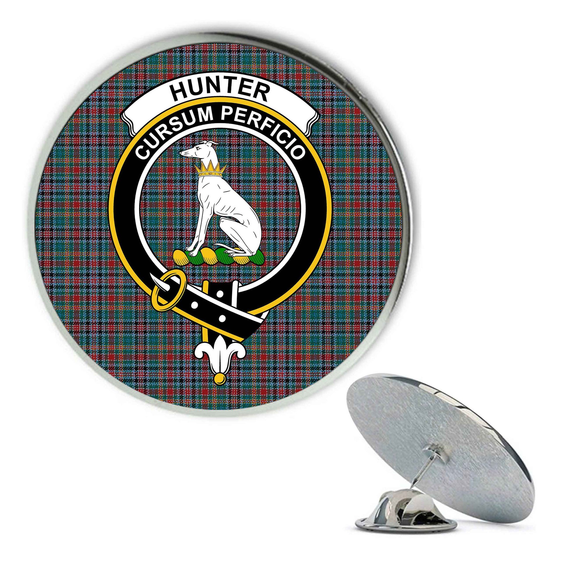 ScotsTee Shop Scottish Hunter Old Modern Metal Tartan Lapel Pin Scottish Clan Crest Badge