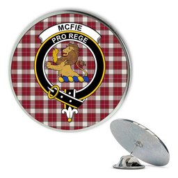 ScotsTee Shop Scottish McFie Dress Modern Metal Tartan Lapel Pin Scottish Clan Crest Badge