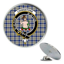 ScotsTee Shop Scottish Livingstone Dress Modern Metal Tartan Lapel Pin Scottish Clan Crest Badge